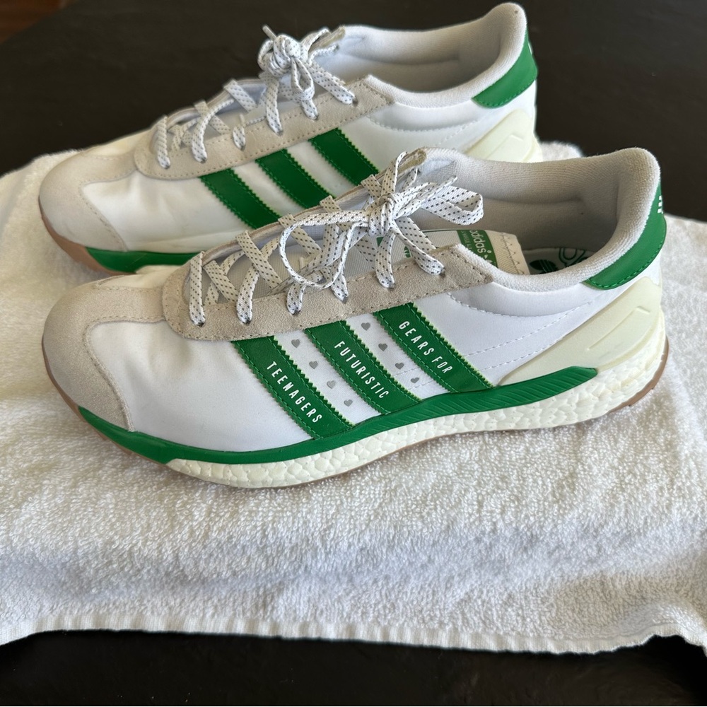 Adidas White and Green Sneakers